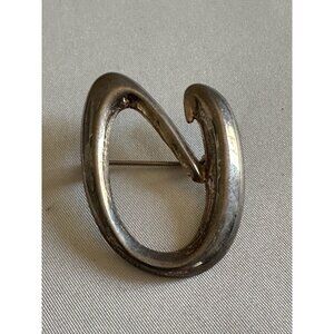 925 Sterling Silver Modernist Swirl Spiral Pin Brooch B19